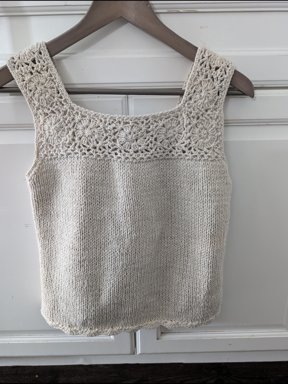 Rico Ivory Knit Bohemian Crochet Tank Top Sm/Med Boho - Picture 7 of 7